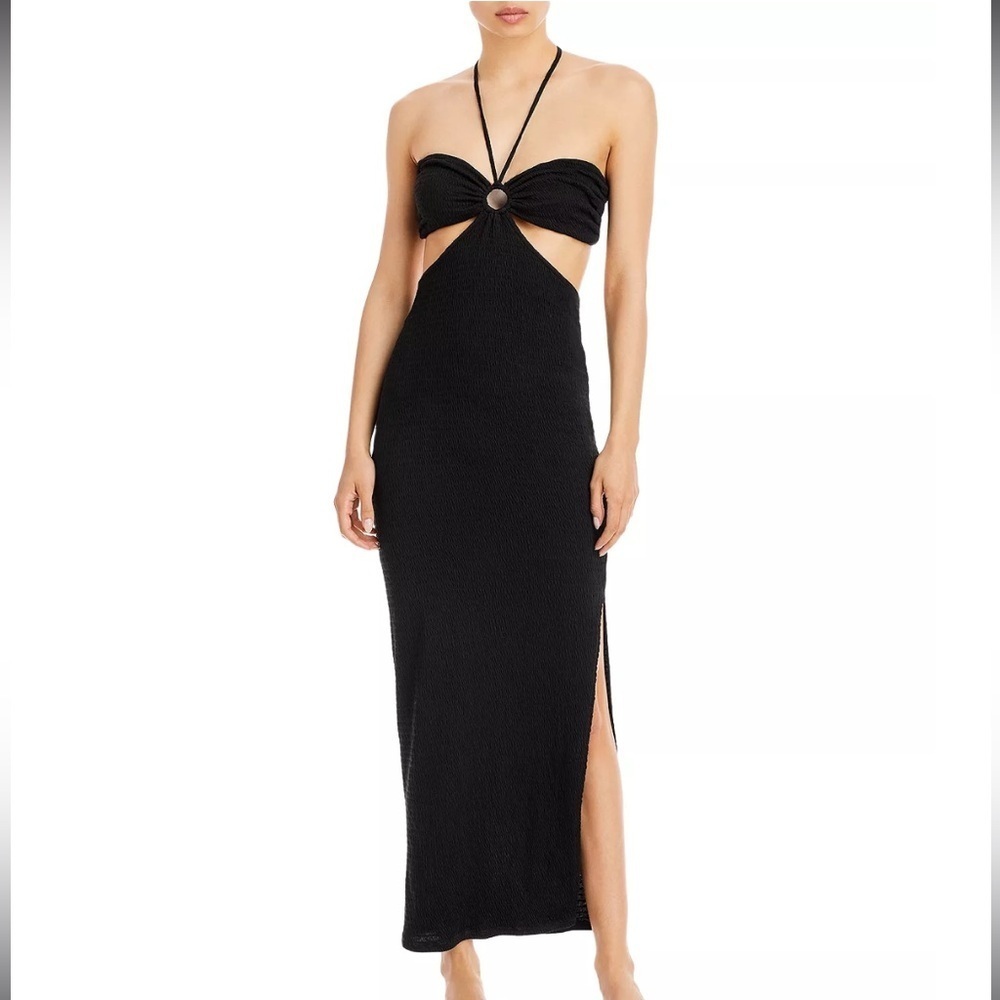 FORE Halter Cutout Midi Dress Black
